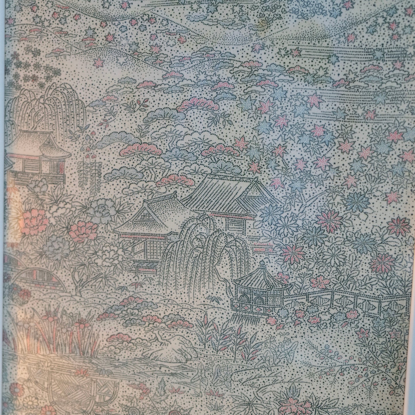 Vintage kimono tapestry with vintage frame / ビンテージ着物 額付き