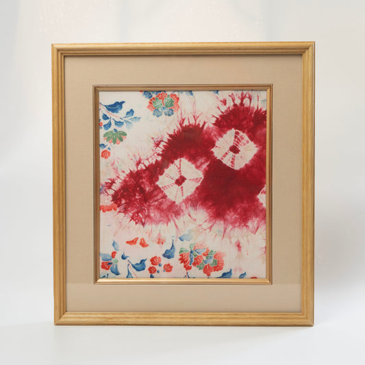 Vintage kimono tapestry with vintage frame / ビンテージ着物 額付き