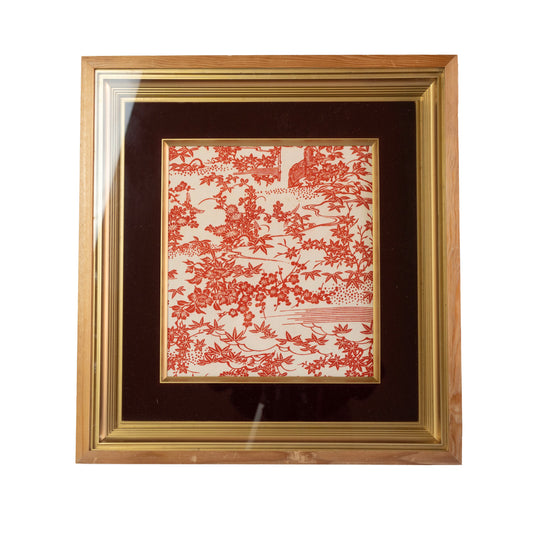 Vintage kimono tapestry with vintage frame / ビンテージ着物 額付き