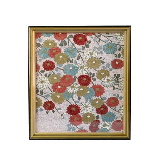 Vintage kimono tapestry with vintage frame / ビンテージ着物 額付き