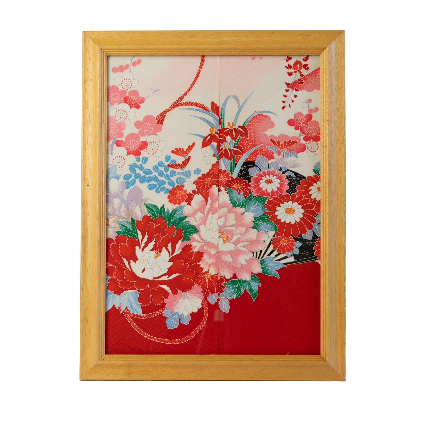 A vintage kimono tapestry with vintage frame / ビンテージ着物 額付き