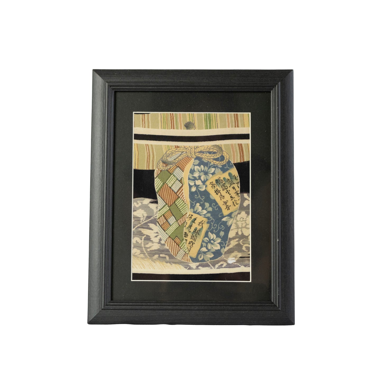 A vintage kimono tapestry with vintage frame / ビンテージ着物 額付き