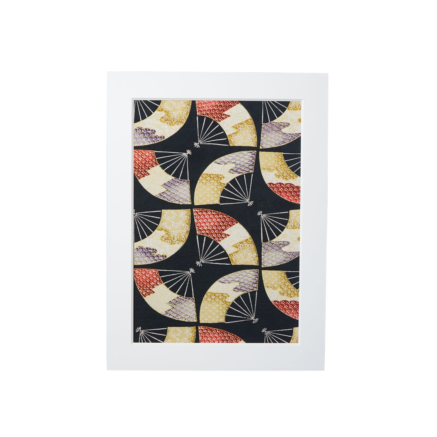 Japanese Kimono Fabric Art in Paper Frame / Sustainable Home Decor