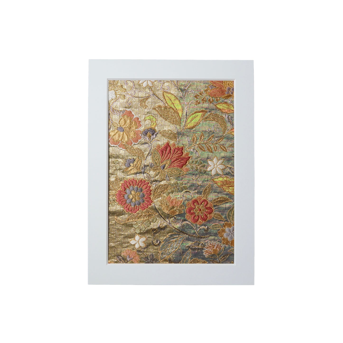 Japanese Kimono Fabric Art in Paper Frame / Sustainable Home Decor