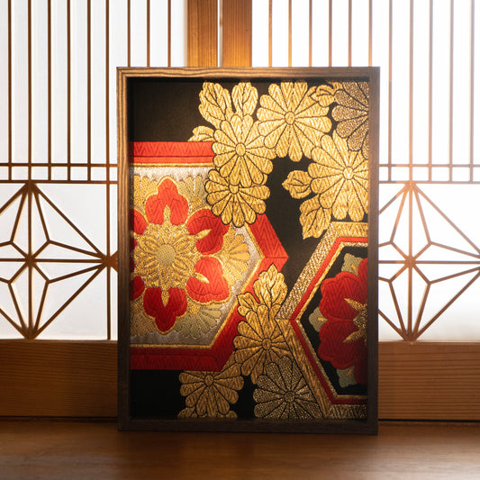 A kimono tapestry (A4 size), Hanging Decoration For Home Decoration / 額付きタペストリー