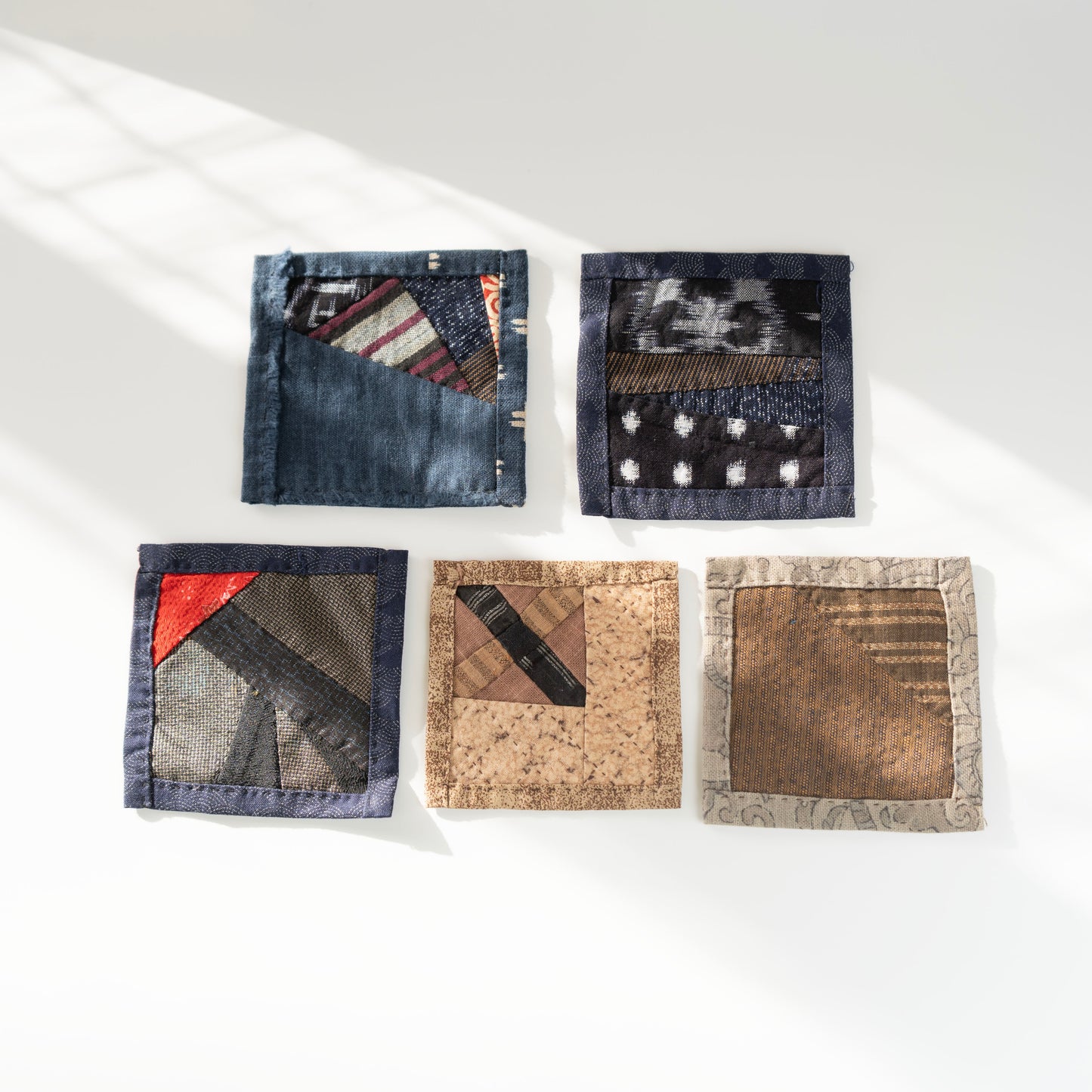 5 piece coaster made of recycled JAPANESE fabric / ビンテージコースター