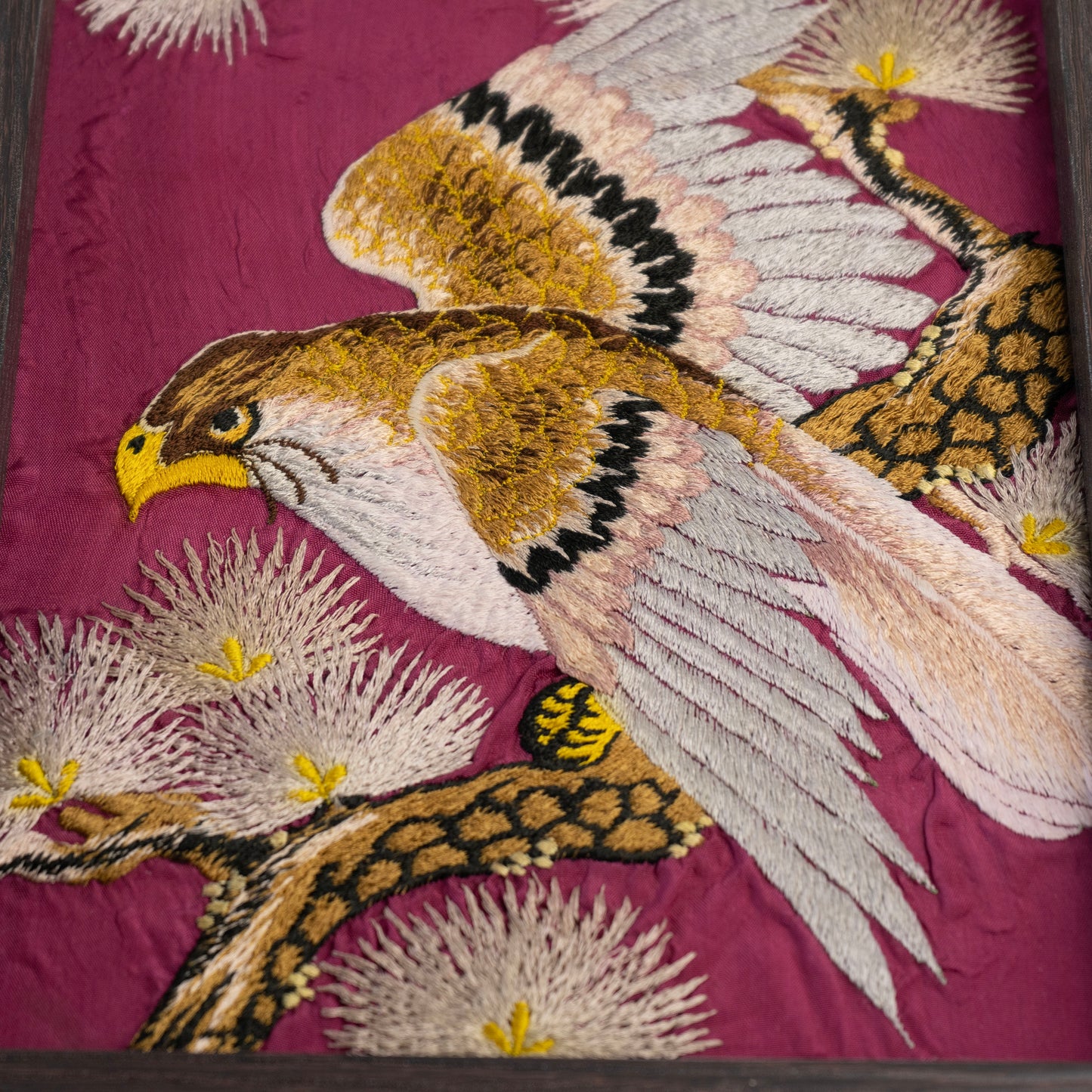 A kimono tapestry (size A4), Hanging Decoration For Home Decoration / 額入り鷹一点限り